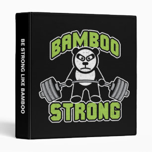 Panda Bear Cartoon - Bamboo Strong - Deadlift 3 Ring Binder