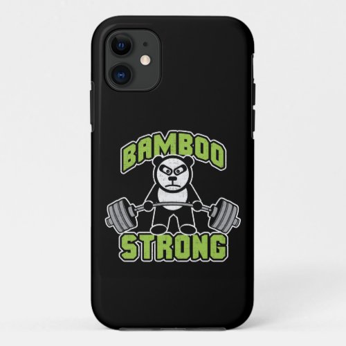 Panda Bear Cartoon _ Bamboo Strong _ Deadlift iPhone 11 Case