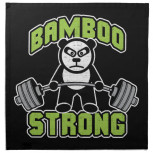 Panda Bear Cartoon - Bamboo Strong - Deadlift Cloth Napkin