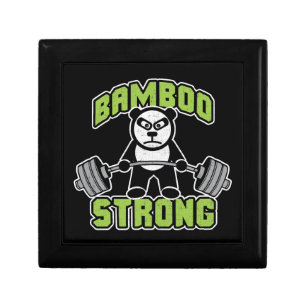 Panda Bear Cartoon - Bamboo Strong - Deadlift Jewelry Box