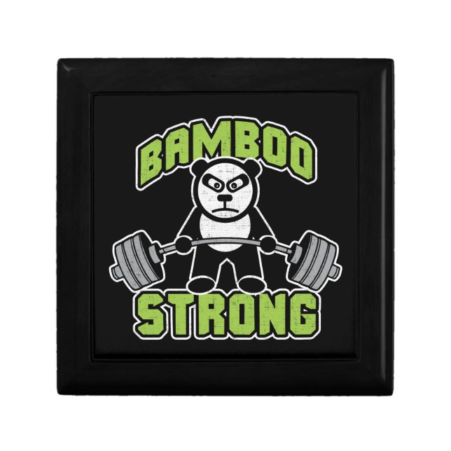 Panda Bear Cartoon - Bamboo Strong - Deadlift Jewelry Box (Front)