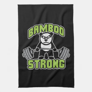 Panda Bear Cartoon - Bamboo Strong - Deadlift Towel
