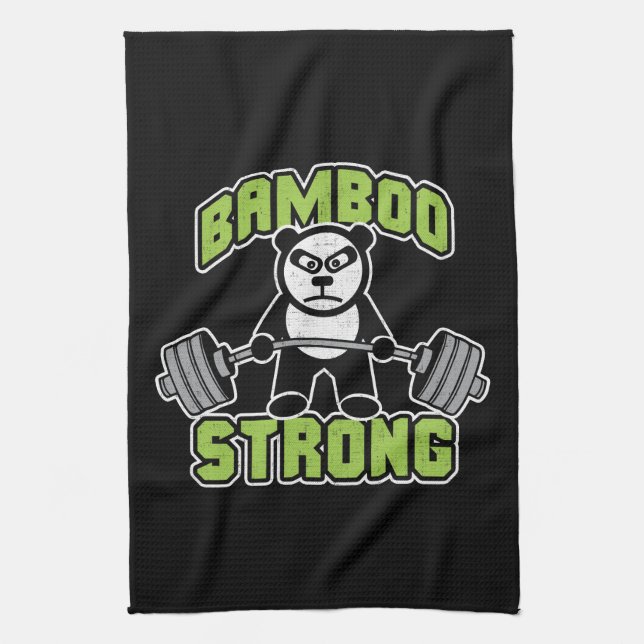 Panda Bear Cartoon - Bamboo Strong - Deadlift Towel (Vertical)