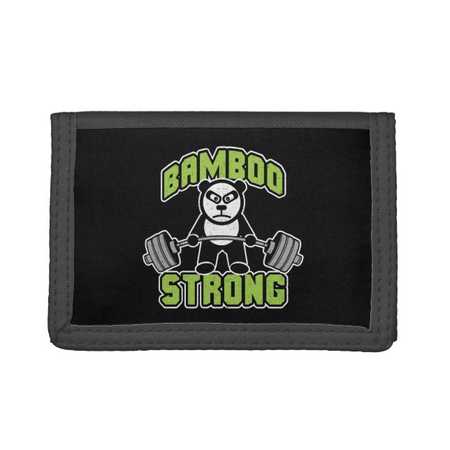 Panda Bear Cartoon - Bamboo Strong - Deadlift Trifold Wallet (Front)