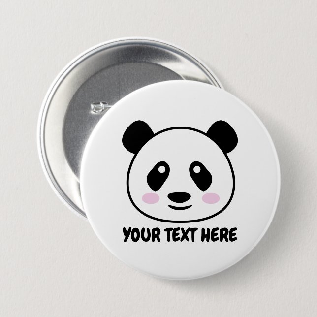 Panda bear cartoon buttons with custom text (Front & Back)