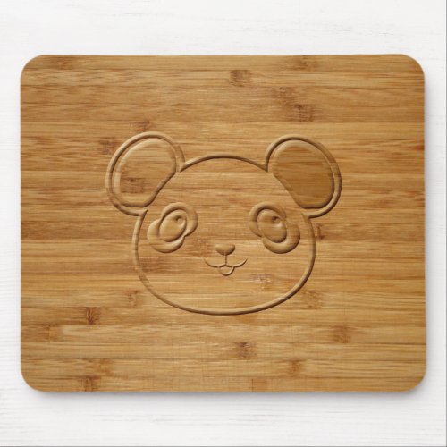 Panda Bear Carved Bamboo Print Mouse Pad