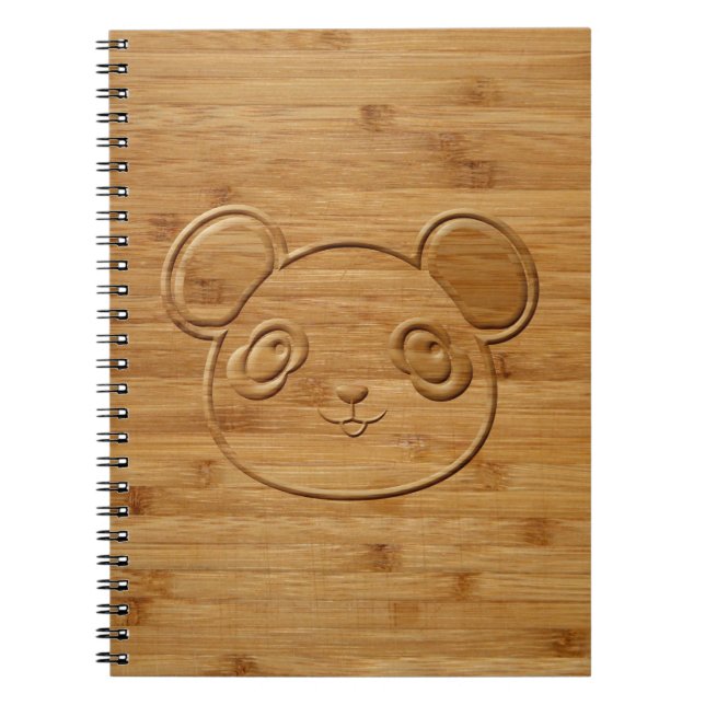 Panda Bear Carved Bamboo Print Notebook (Front)