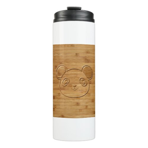 Panda Bear Carved Bamboo Print Thermal Tumbler