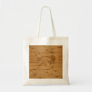 Panda Bear Carved Bamboo Print Tote Bag