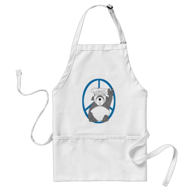 Panda Bear Chef Peace Adult Apron (Front)
