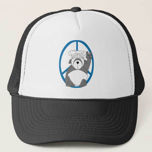 Panda Bear Chef Peace Trucker Hat (Front)