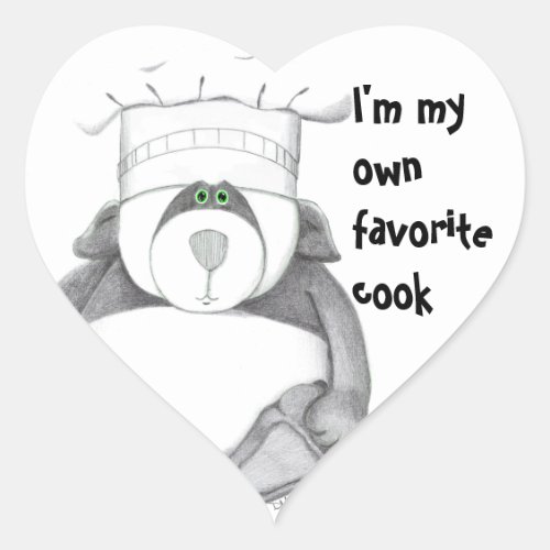 Panda Bear Chef Picture Heart Sticker