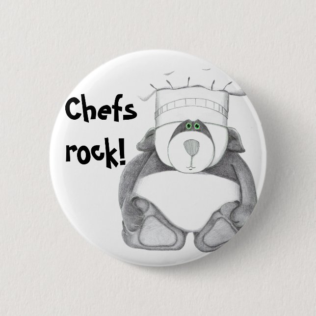 Panda Bear Chef Picture Pinback Button (Front)
