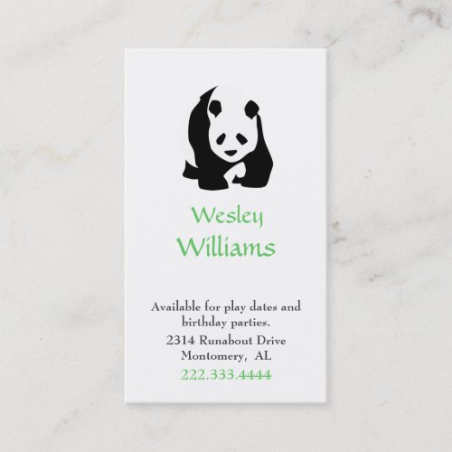Panda Bear Children Play Date Card Business Cards