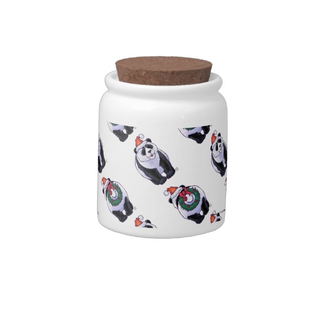 Panda Bear Christmas Candy Jar (Left)
