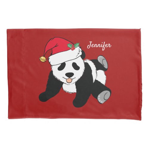 Panda Bear Christmas Cute Custom Red Kids Room Pillow Case