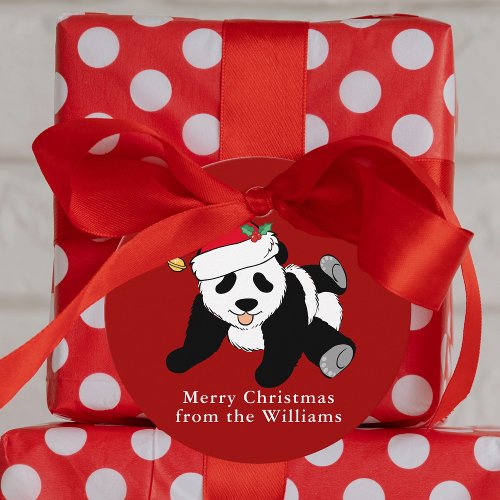 Panda Bear Christmas Cute Custom Red Party Favor Tags