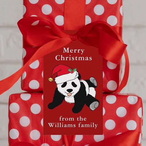 Panda Bear Christmas Cute Personalized Red Gift Tags