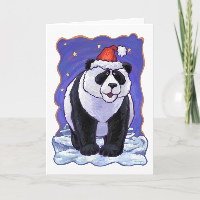 Panda Bear Christmas Holiday Card (Front)