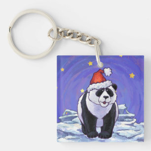 Panda Bear Christmas Keychain