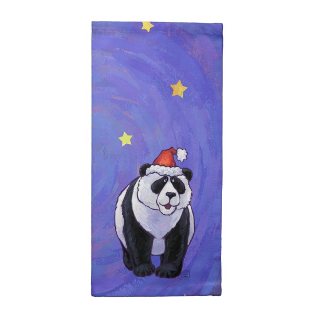 Panda Bear Christmas Napkin (Half Fold)