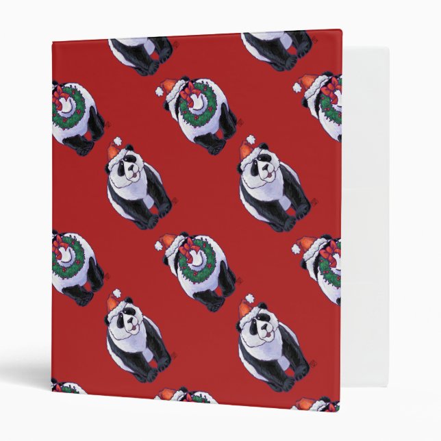 Panda Bear Christmas On Red Binder (Front/Inside)