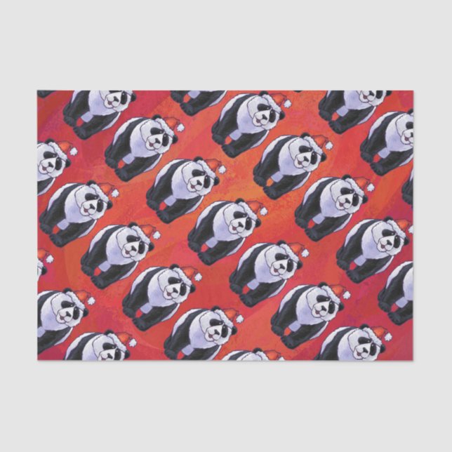 Panda Bear Christmas On Red Tissue Paper (Front)