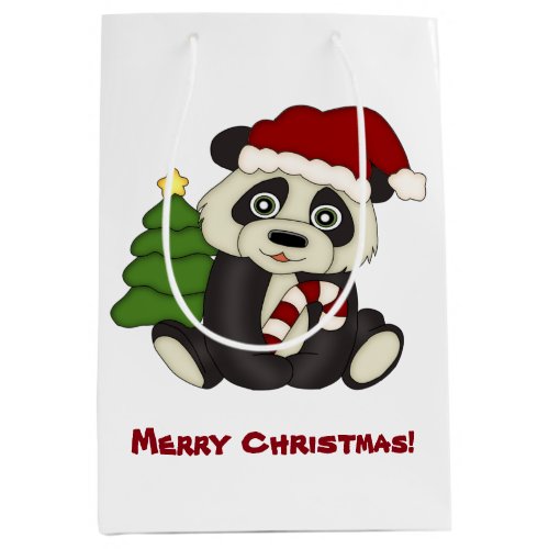 Panda Bear Christmas Personalized Medium Gift Bag