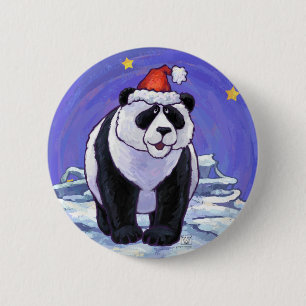 Panda Bear Christmas Pinback Button