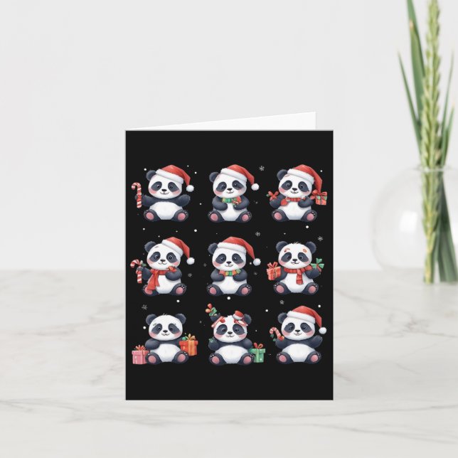 Panda Bear Christmas Santa Hat Funny Animal Lover  Card (Front)