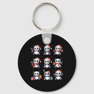 Panda Bear Christmas Santa Hat Funny Animal Lover Keychain