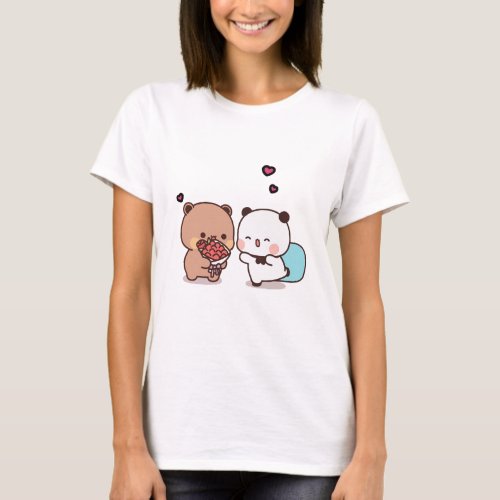 Panda bear couple Cute bubu and dudu gift love T_Shirt
