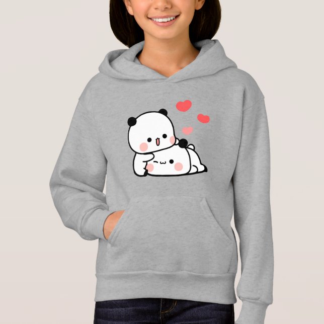 Panda bear couple, Cute bubu and dudu hugs love Hoodie (Front)
