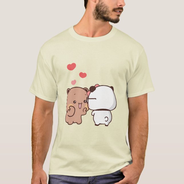 Panda bear couple, Cute bubu and dudu hugs love T-Shirt (Front)