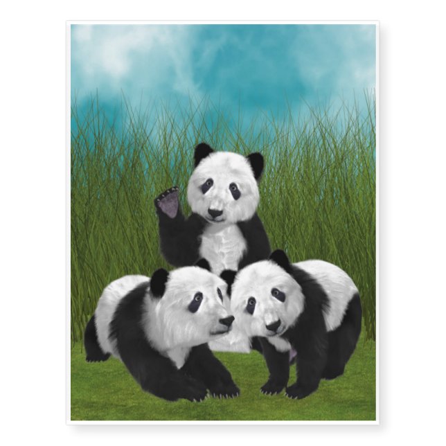 Panda Bear Cub Love Temporary Tattoos (Front)