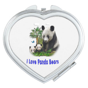 Panda bear cubs compact mirror