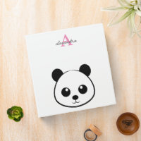 Panda Bear Custom Monogram Binder – Personalized 
