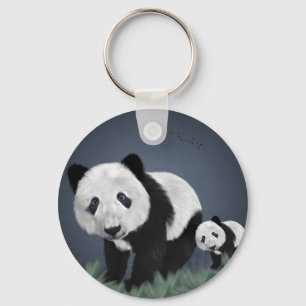 panda bear cute cuddly animal black white sweet keychain