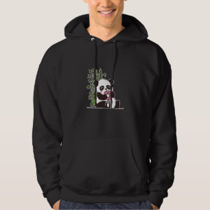 Panda bear cute thick bear eats a doughnut cute pa hoodie