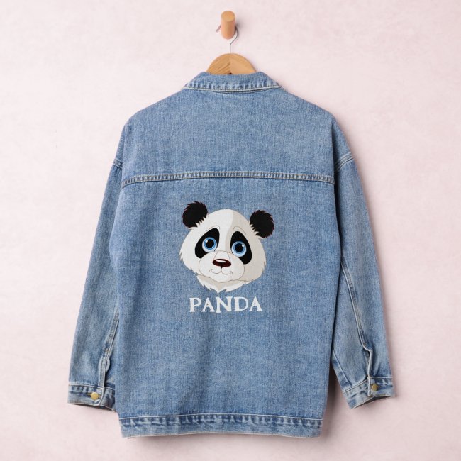 Panda Bear Design Denim Jacket