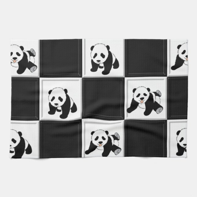 Panda Bear Design Kitchen Towel (Horizontal)