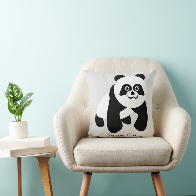 Panda Bear Design Personalised Throw Pillow (Chair)