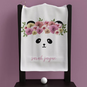 Panda Bear Face Custom Girl's White Golf Towel