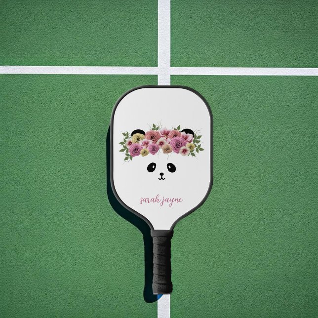 Panda Bear Face Girl's Name Pickleball Paddle (Add your name to this pretty panda pickleball paddle!)