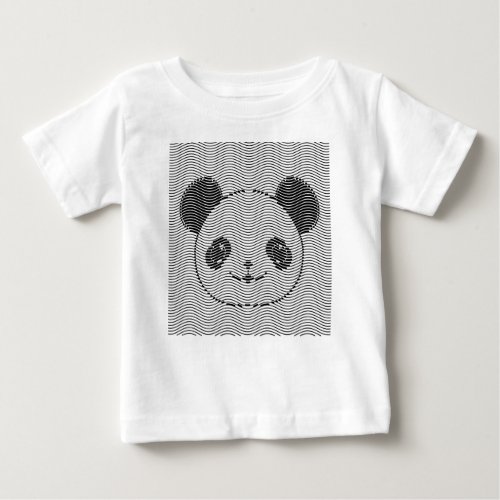 Panda Bear Face On Wave Pattern Baby T_Shirt