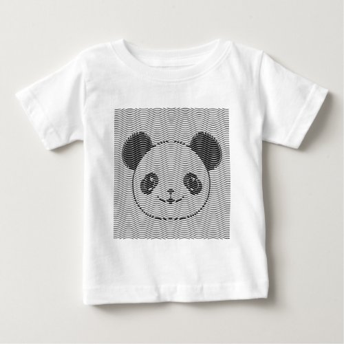 Panda Bear Face On Wave Pattern Baby T_Shirt