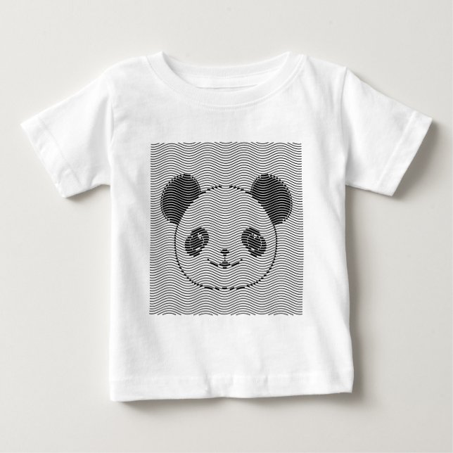 Panda Bear Face On Wave Pattern Baby T-Shirt (Front)