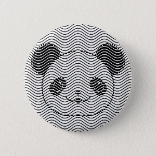 Panda Bear Face On Wave Pattern Button