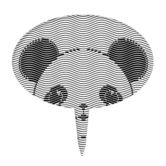 Panda Bear Face On Wave Pattern Cake Topper (Front)