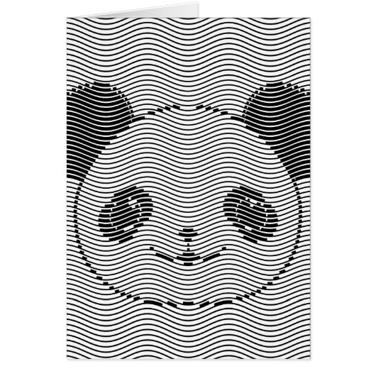 Panda Bear Face On Wave Pattern Cards (Front)